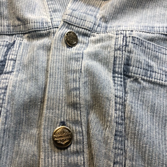 Harley Davidson Corduroy Button Shirt Long Sleeve Blue Biker Motorcycle Large - Picture 7 of 12